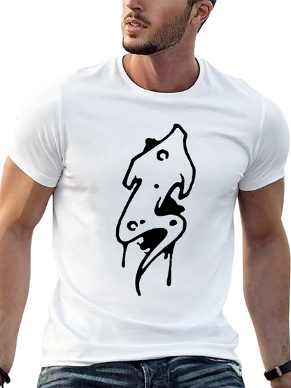 Mens Black Graphic Tee - Abstract Design