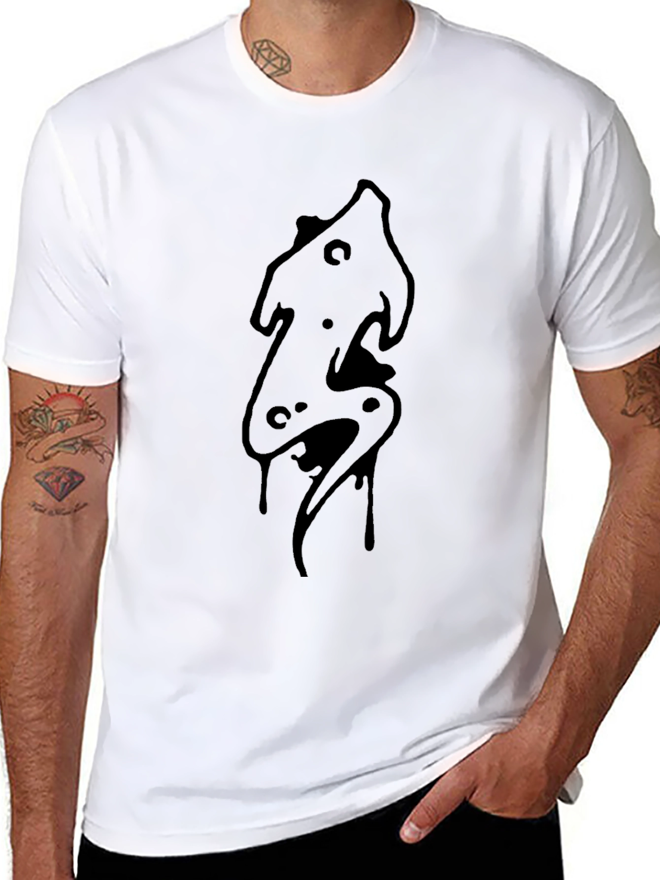 Mens Black Graphic Tee - Abstract Design