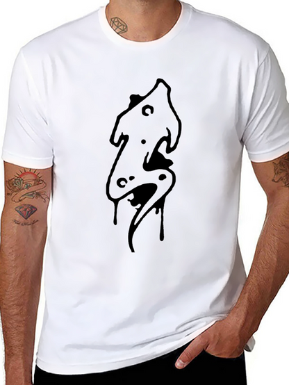 Mens Black Graphic Tee - Abstract Design