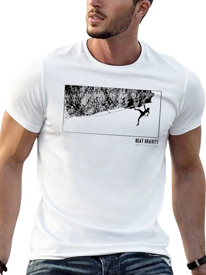 Beat Gravity Black Graphic Tee - Rock Climbing Design