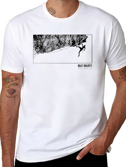 Beat Gravity Black Graphic Tee - Rock Climbing Design