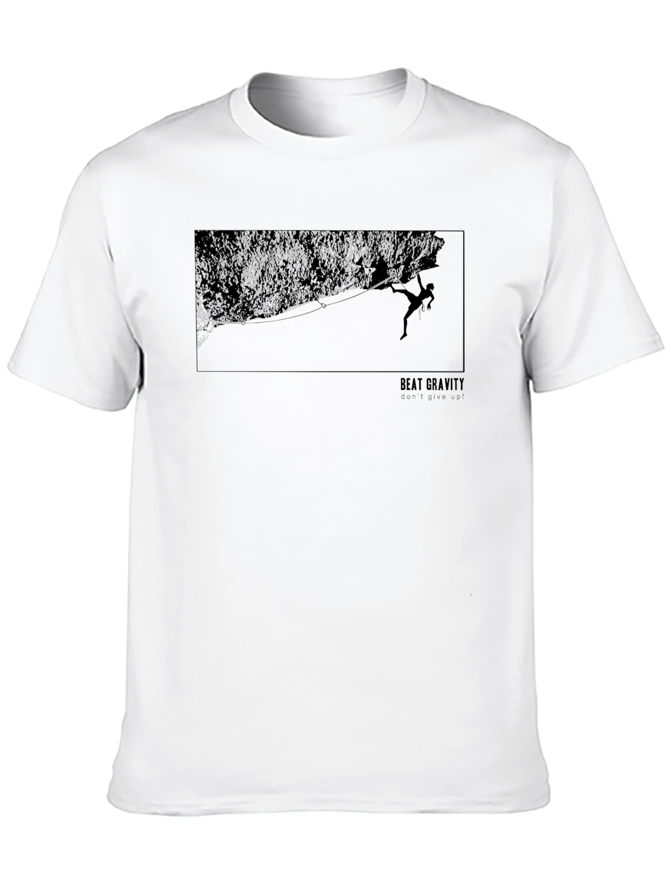 Beat Gravity Black Graphic Tee - Rock Climbing Design