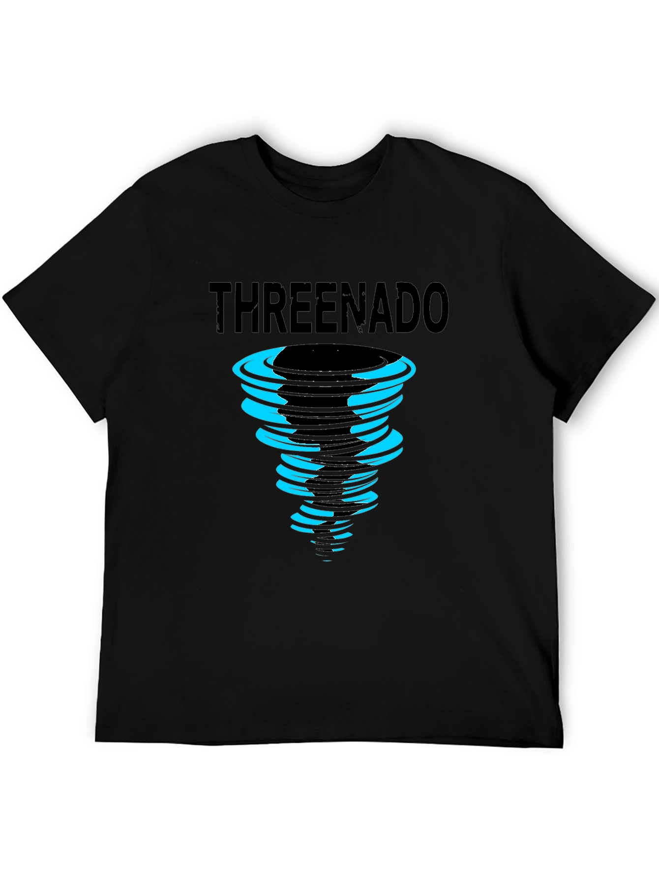 Threenado Graphic Print Black T-Shirt