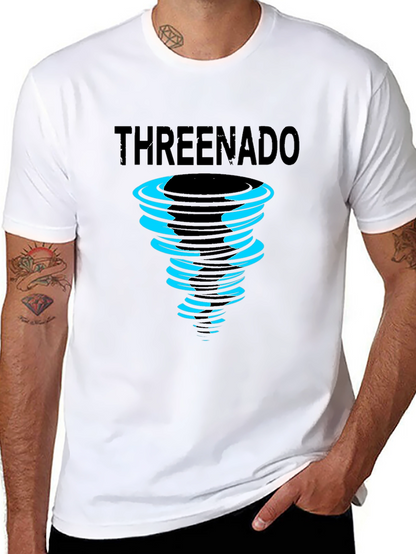 Threenado Graphic Print Black T-Shirt