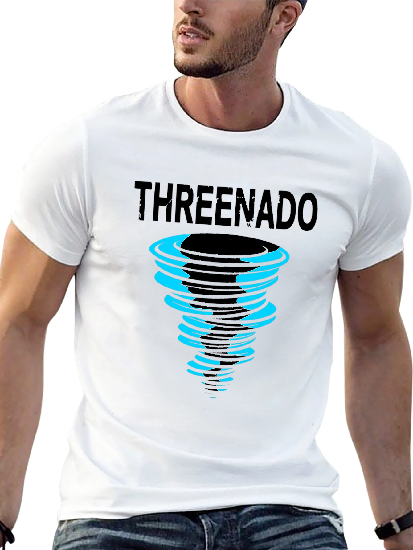 Threenado Graphic Print Black T-Shirt