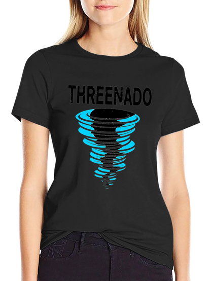 Threenado Graphic Print Black T-Shirt