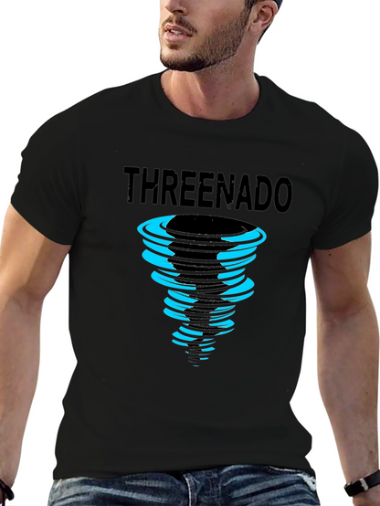 Threenado Graphic Print Black T-Shirt