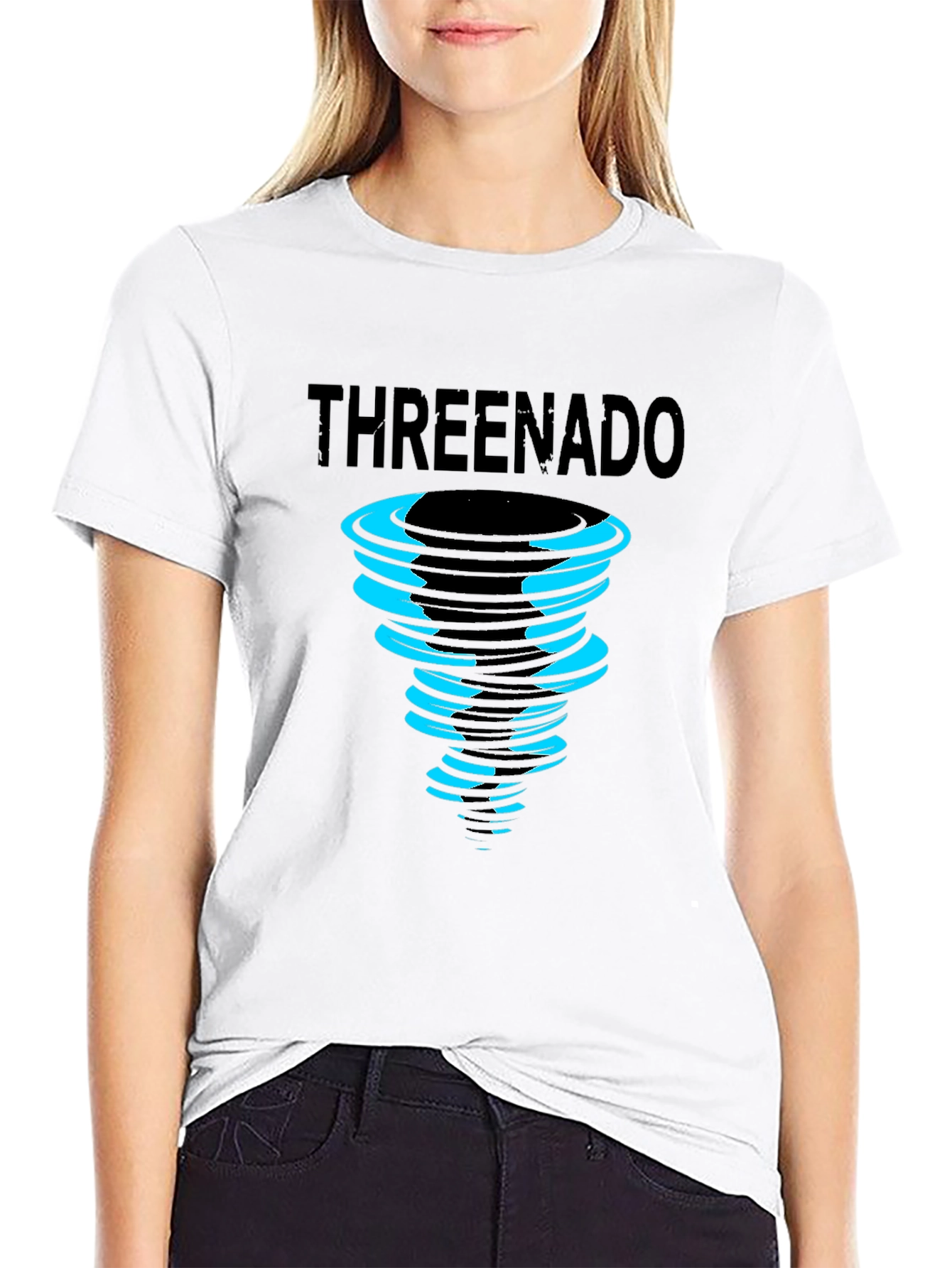 Threenado Graphic Print Black T-Shirt