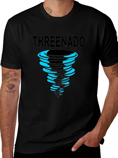 Threenado Graphic Print Black T-Shirt