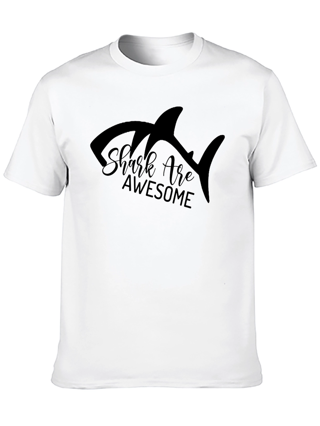 Shark Are Awesome Mens Black Graphic T-Shirt