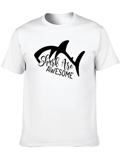 Shark Are Awesome Mens Black Graphic T-Shirt