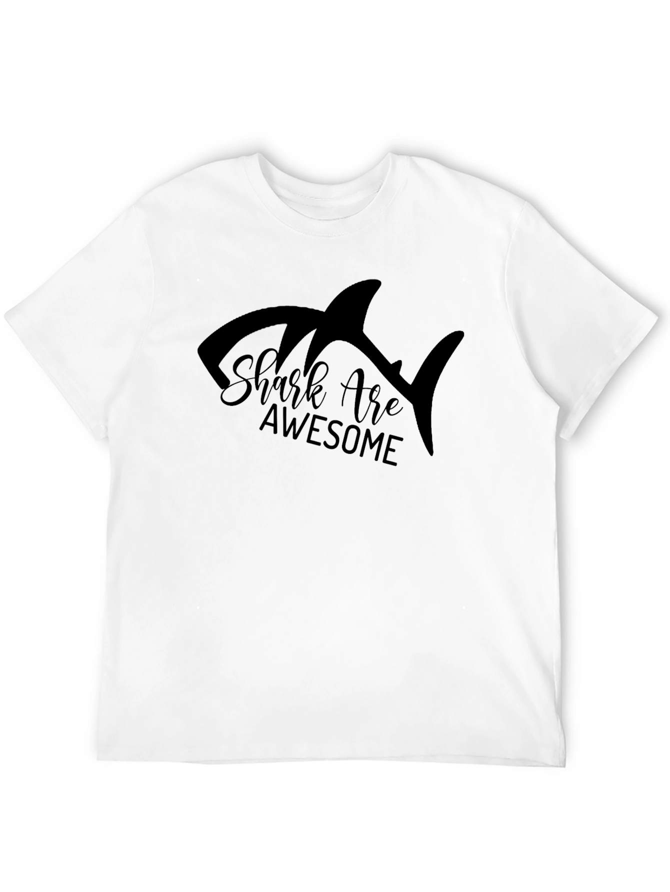 Shark Are Awesome Mens Black Graphic T-Shirt