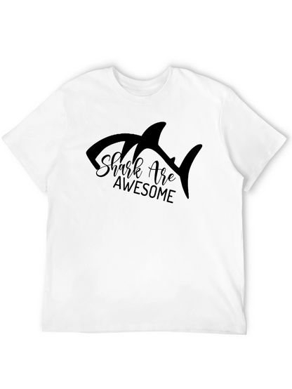 Shark Are Awesome Mens Black Graphic T-Shirt