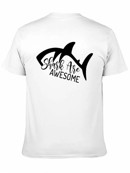 Shark Are Awesome Mens Black Graphic T-Shirt