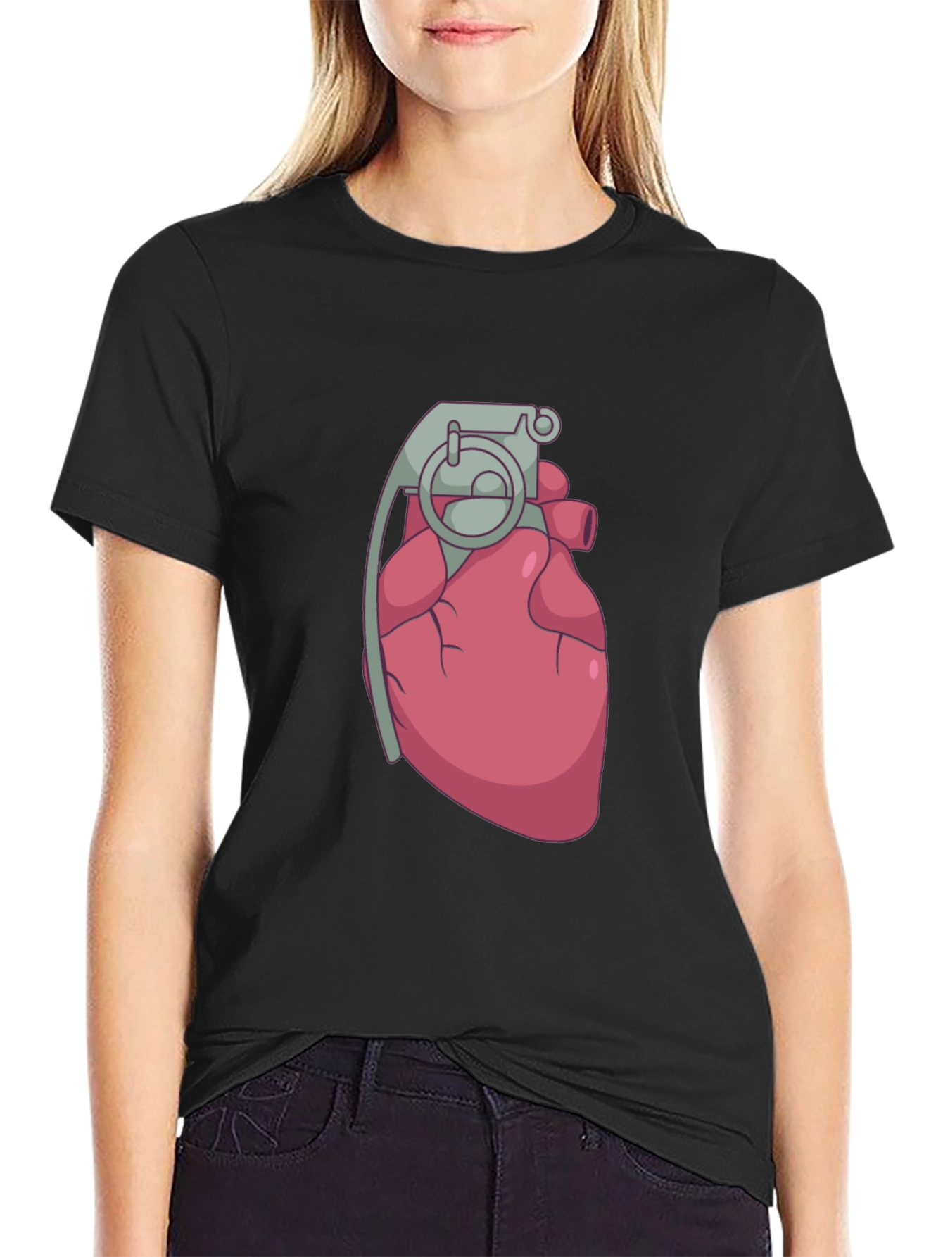 Heart Grenade Black T-Shirt