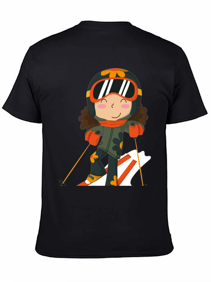 Ski Girl Graphic Tee - Black Cotton Comfort