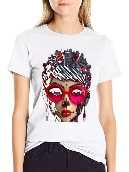 Abstract Robot Woman Graphic T-Shirt