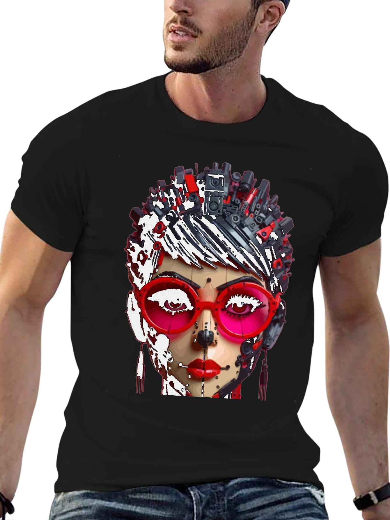 Abstract Robot Woman Graphic T-Shirt