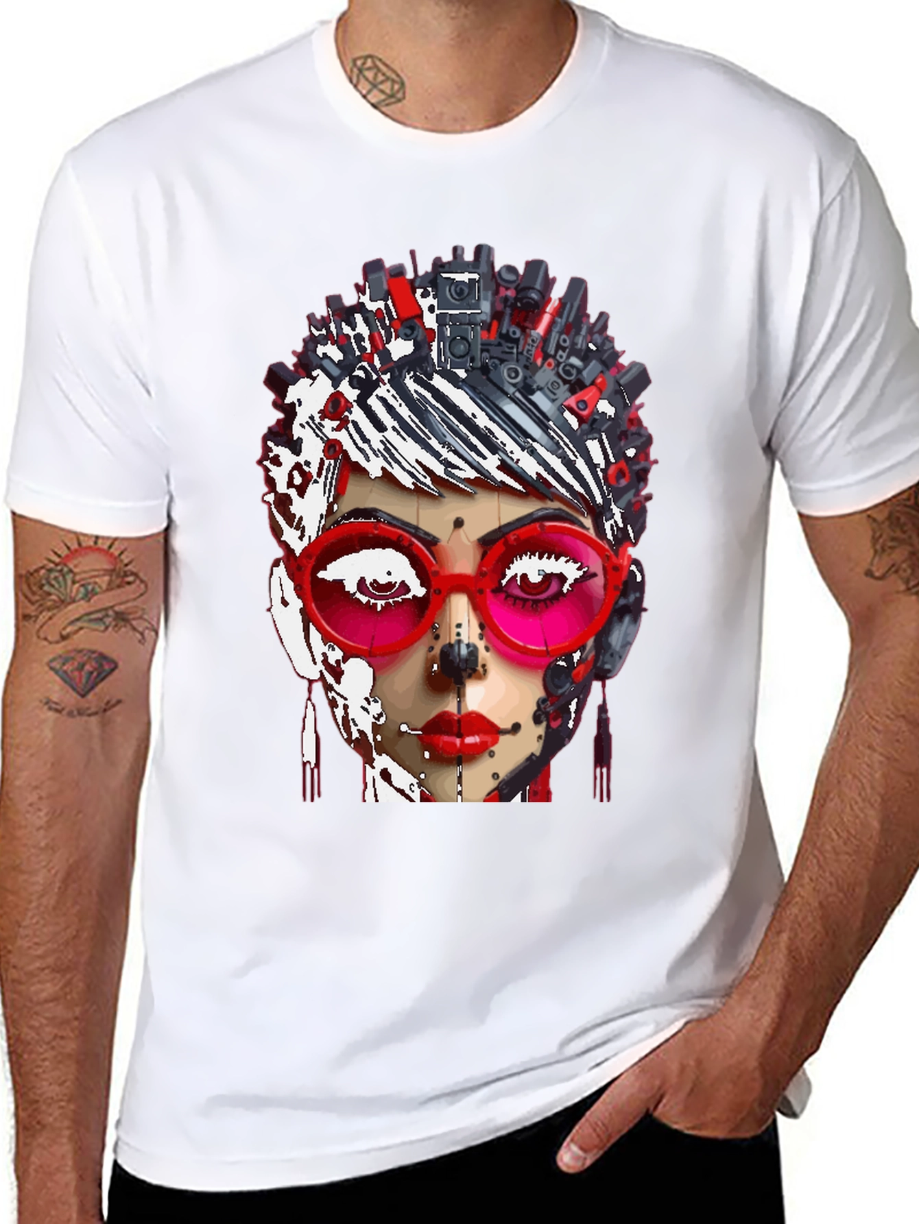 Abstract Robot Woman Graphic T-Shirt