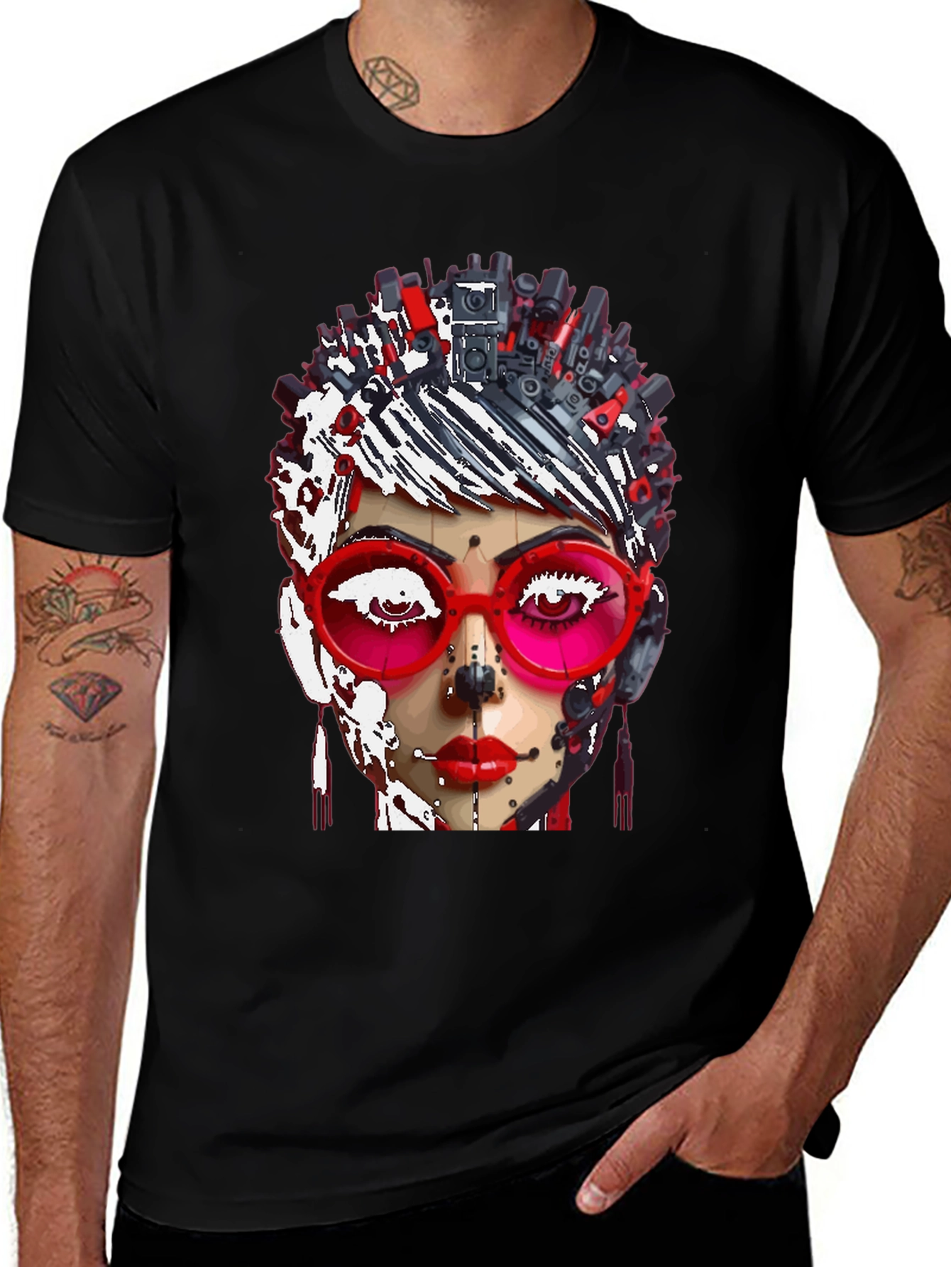 Abstract Robot Woman Graphic T-Shirt