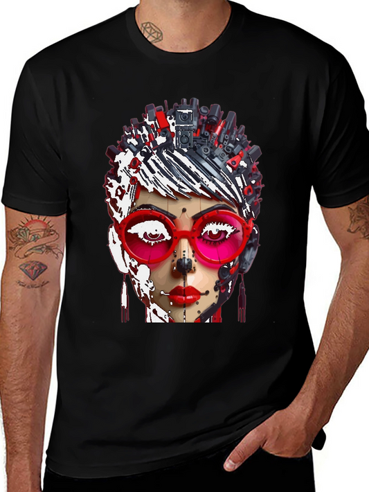Abstract Robot Woman Graphic T-Shirt