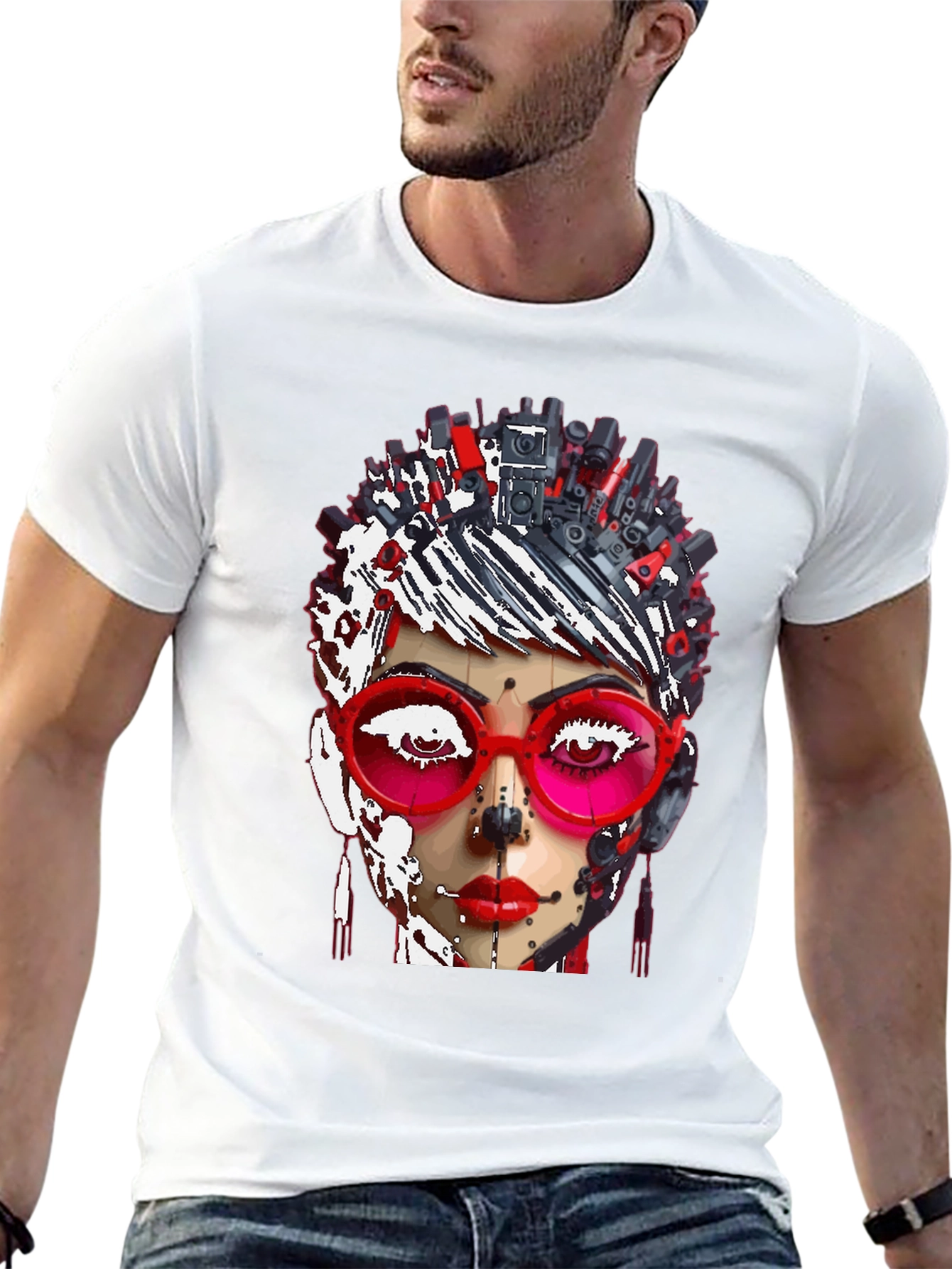 Abstract Robot Woman Graphic T-Shirt