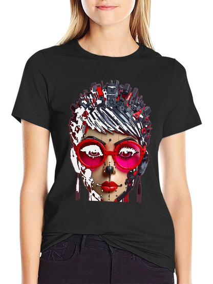 Abstract Robot Woman Graphic T-Shirt