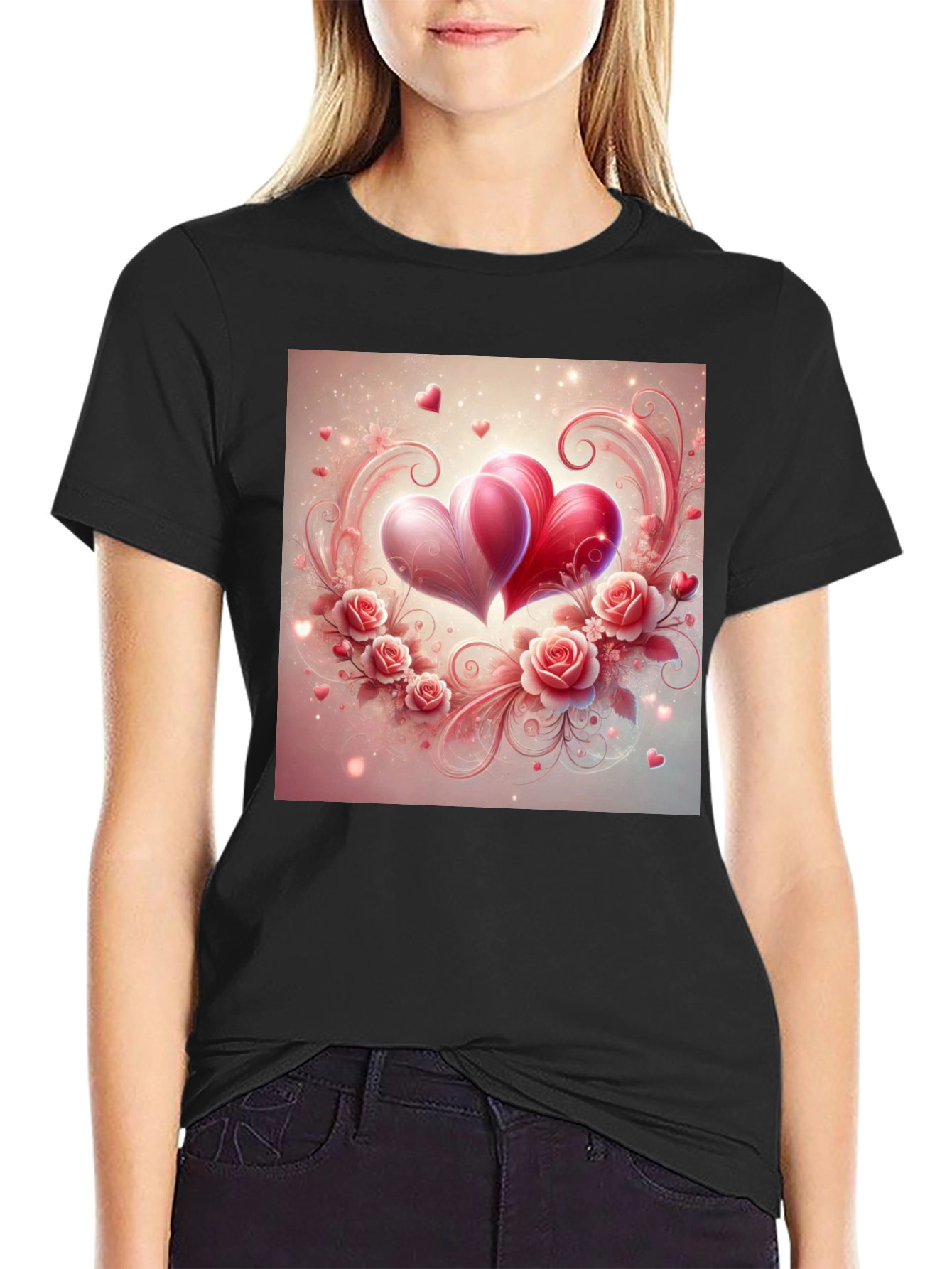 Love Heart Roses Graphic T-Shirt