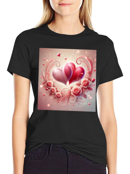Love Heart Roses Graphic T-Shirt