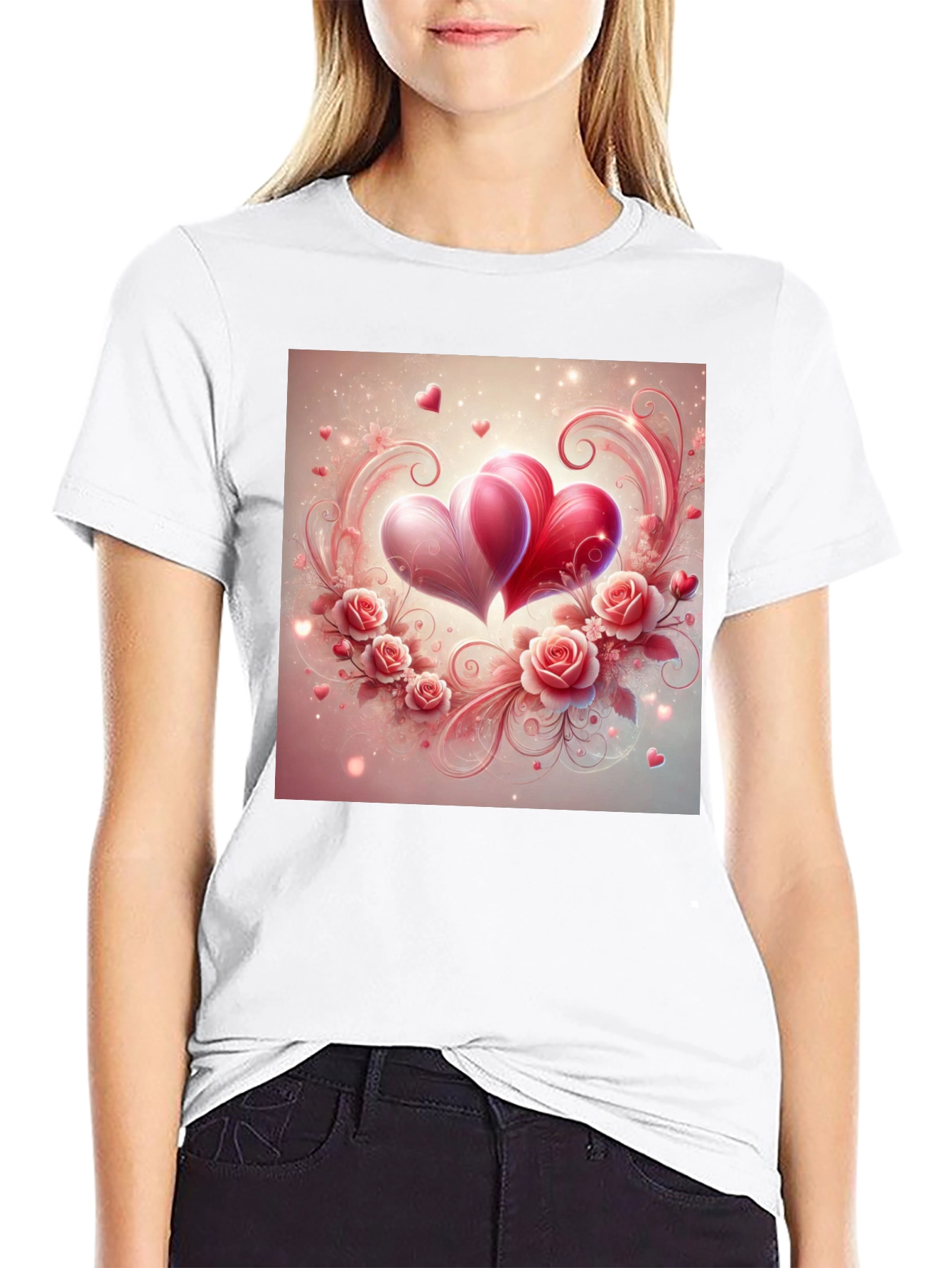 Love Heart Roses Graphic T-Shirt