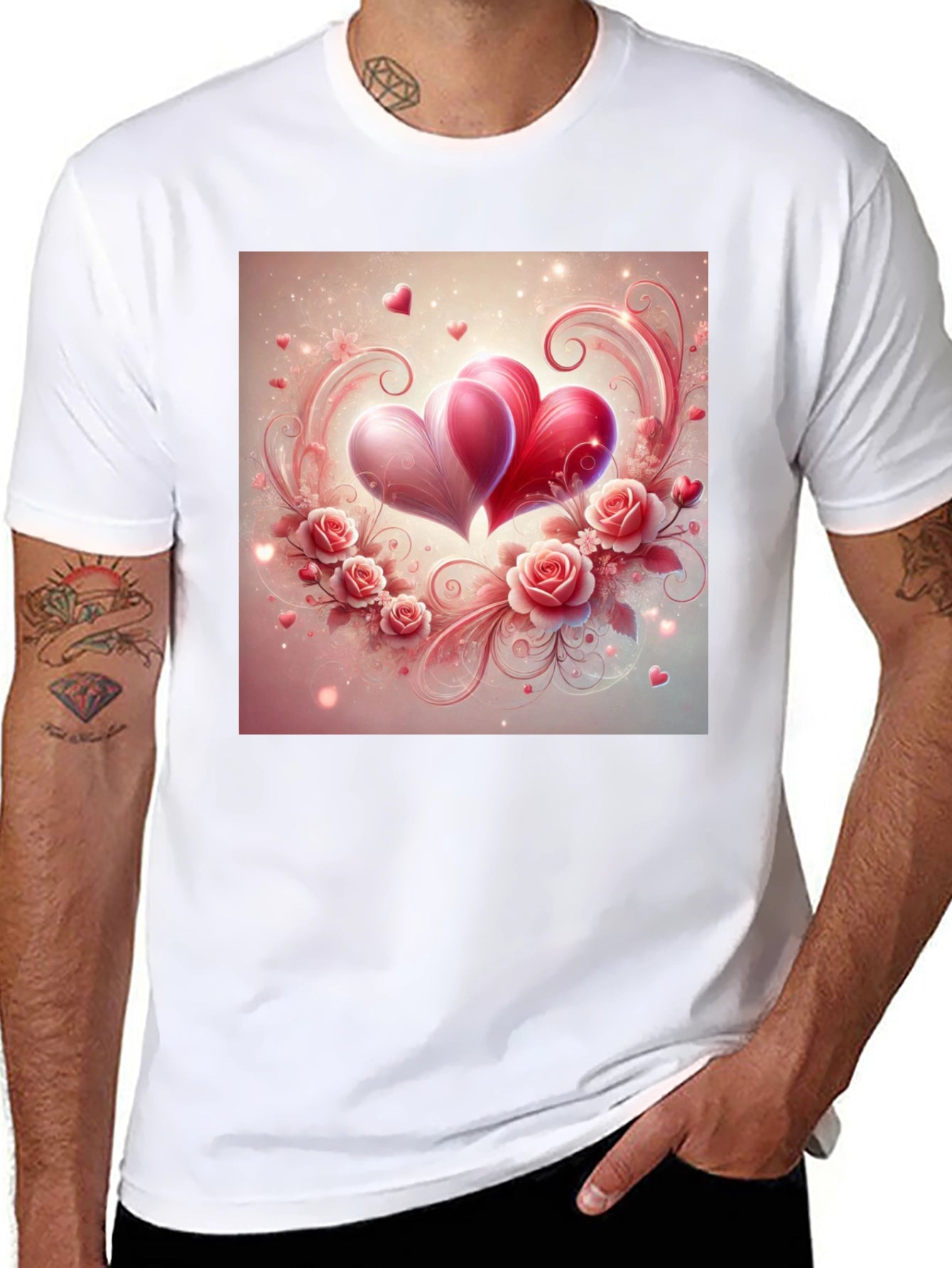 Love Heart Roses Graphic T-Shirt