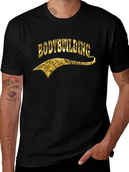 Bodybuilding Gold Graphic Black T-Shirt