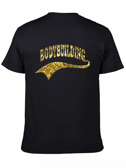 Bodybuilding Gold Graphic Black T-Shirt