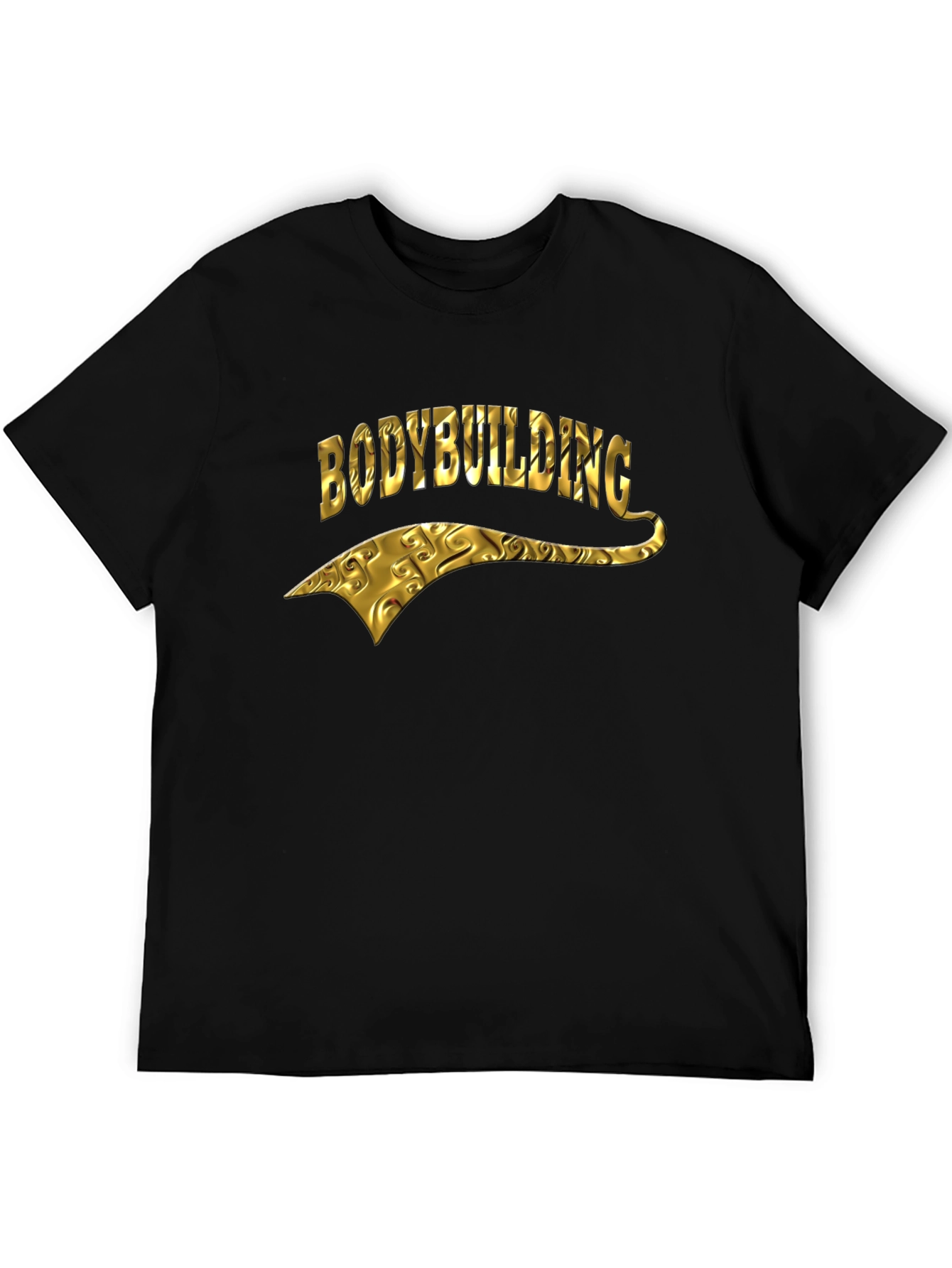 Bodybuilding Gold Graphic Black T-Shirt