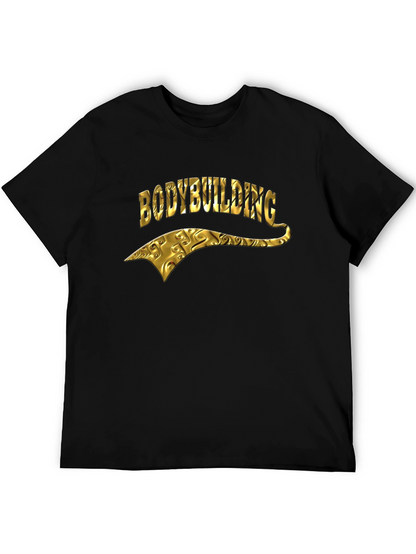 Bodybuilding Gold Graphic Black T-Shirt