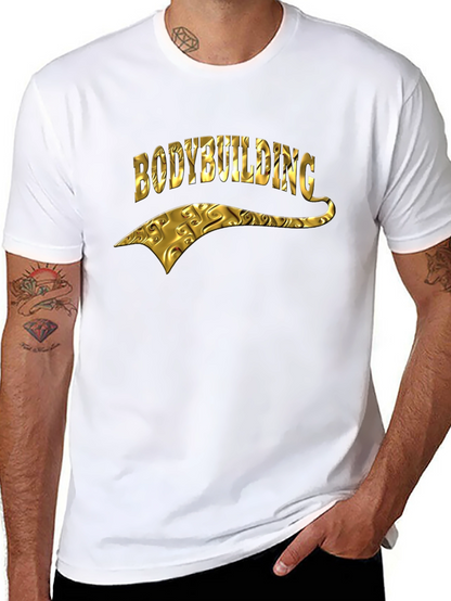 Bodybuilding Gold Graphic Black T-Shirt