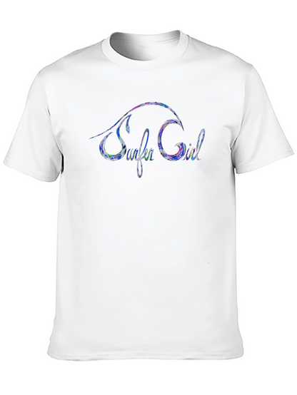 Surfer Girl Graphic Print Black Tee