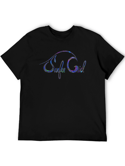 Surfer Girl Graphic Print Black Tee