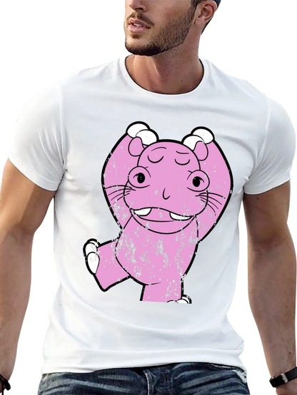Pink Monster Graphic Print Tee - Mens Black T-Shirt