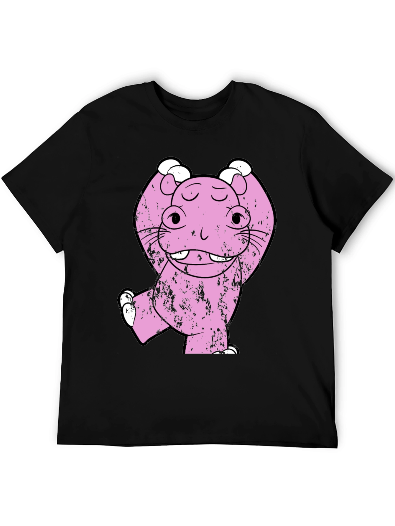 Pink Monster Graphic Print Tee - Mens Black T-Shirt