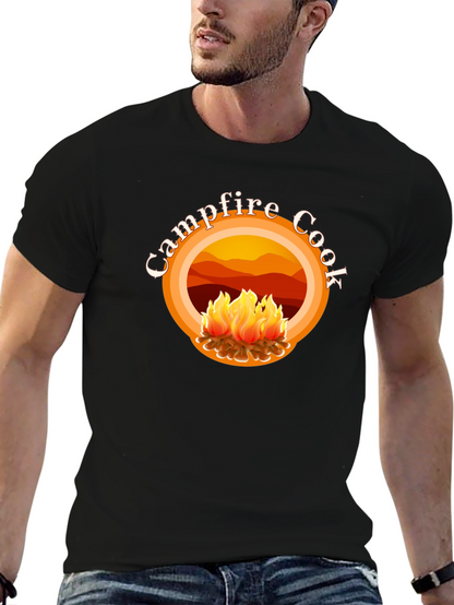 Campfire Cook Graphic Tee - Black Cotton T-Shirt