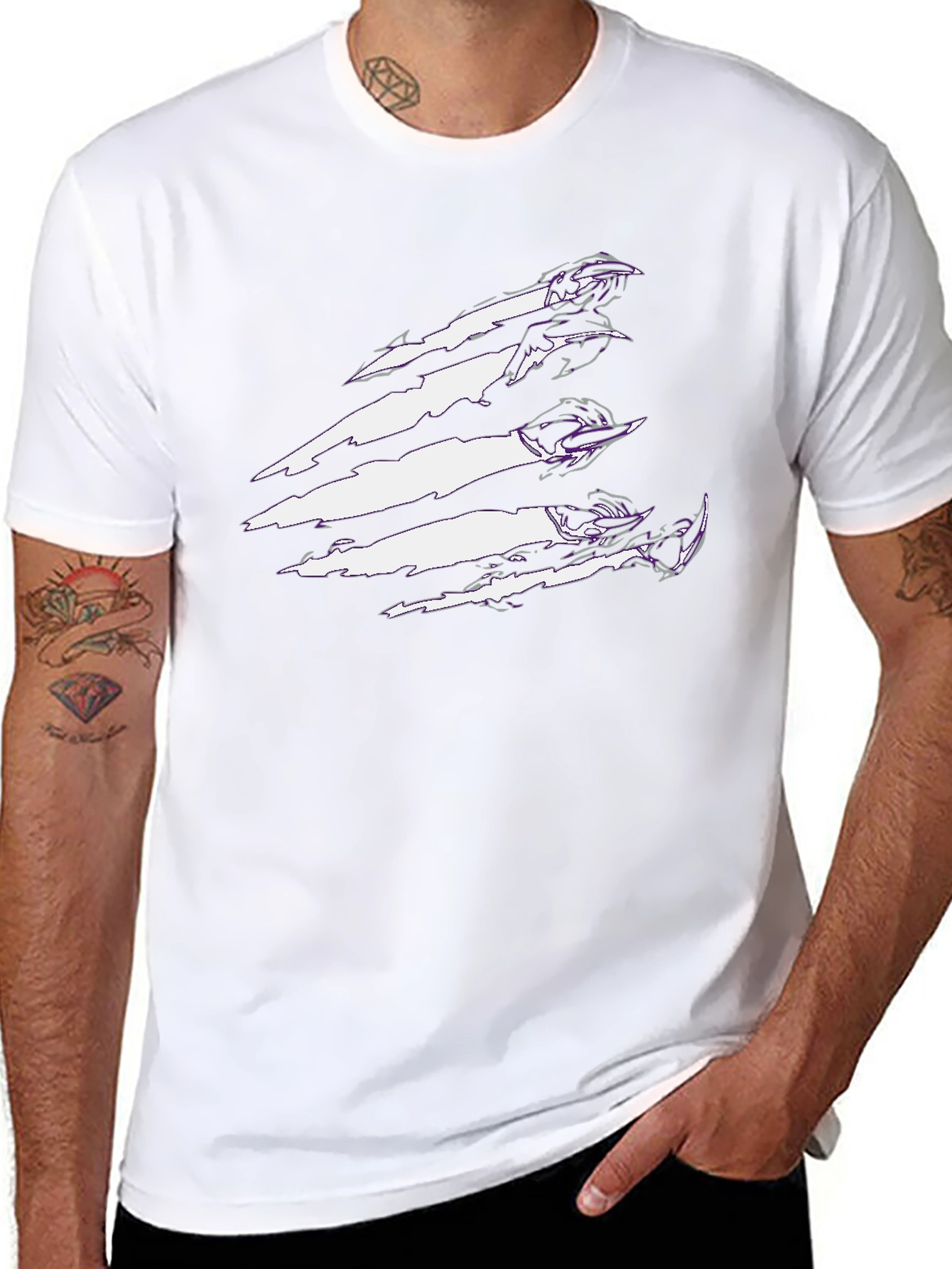 Black Graphic Tee with Claw Scratch Design