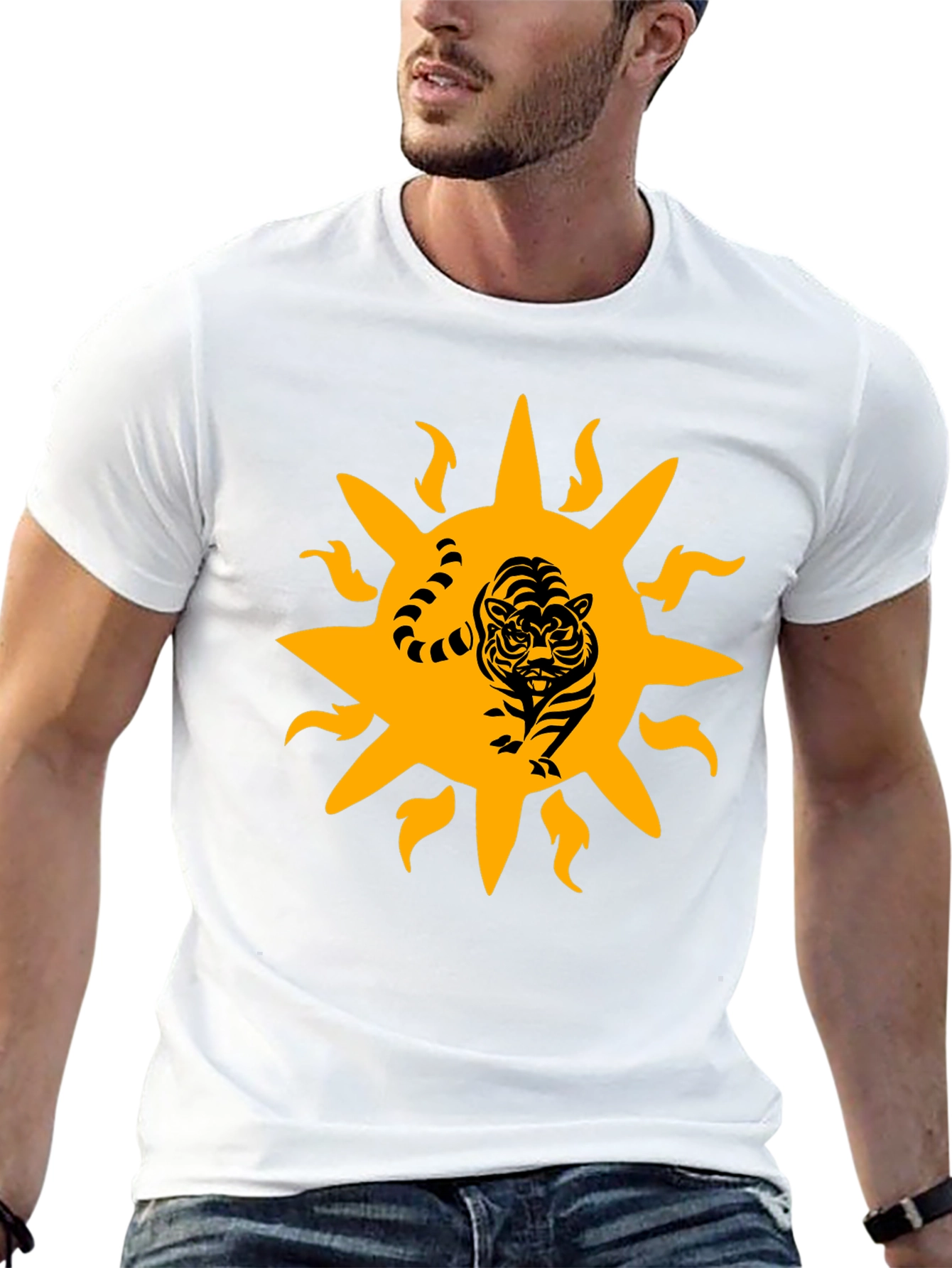 Tiger Sun Graphic Black T-Shirt