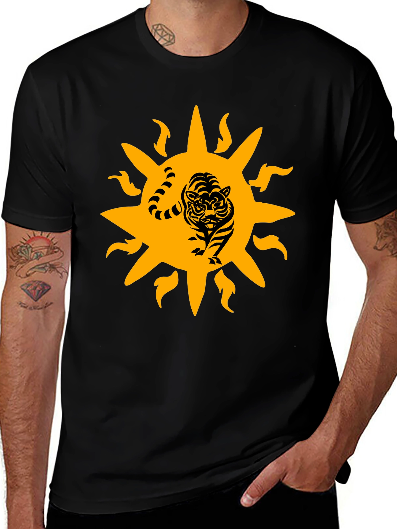 Tiger Sun Graphic Black T-Shirt