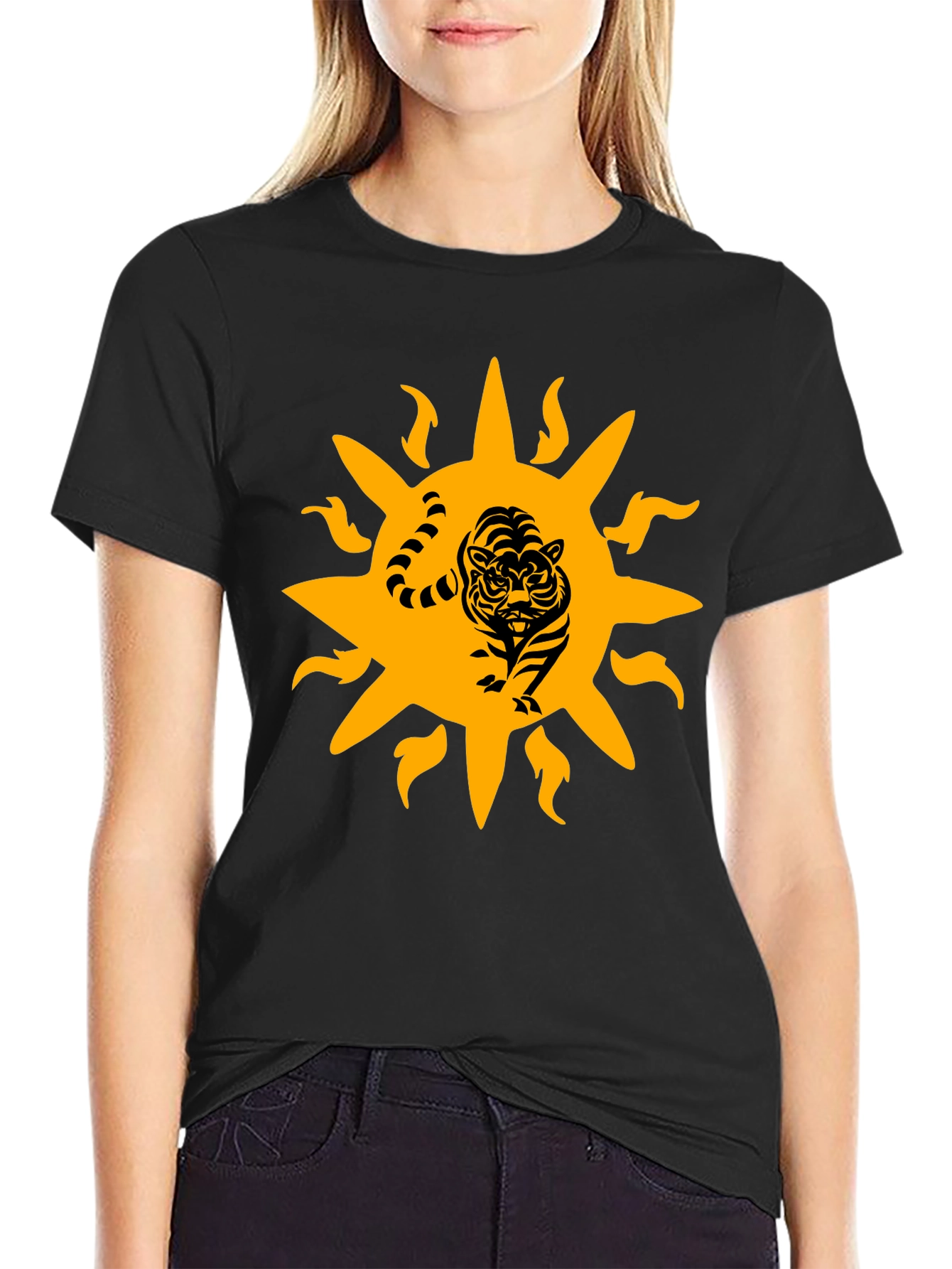 Tiger Sun Graphic Black T-Shirt