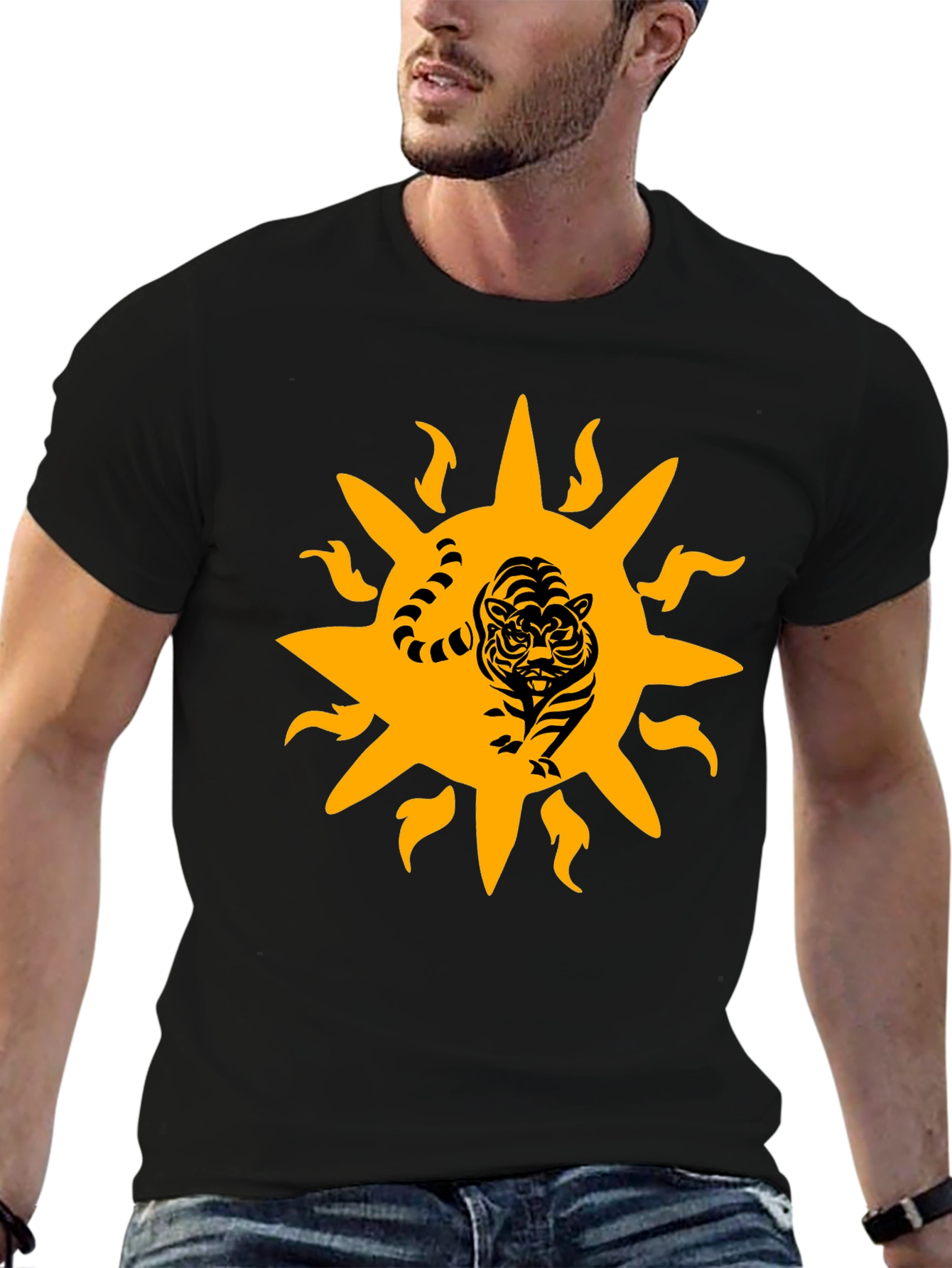 Tiger Sun Graphic Black T-Shirt
