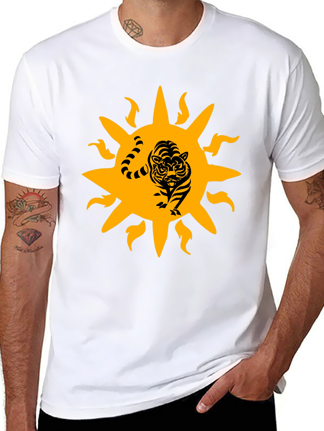 Tiger Sun Graphic Black T-Shirt