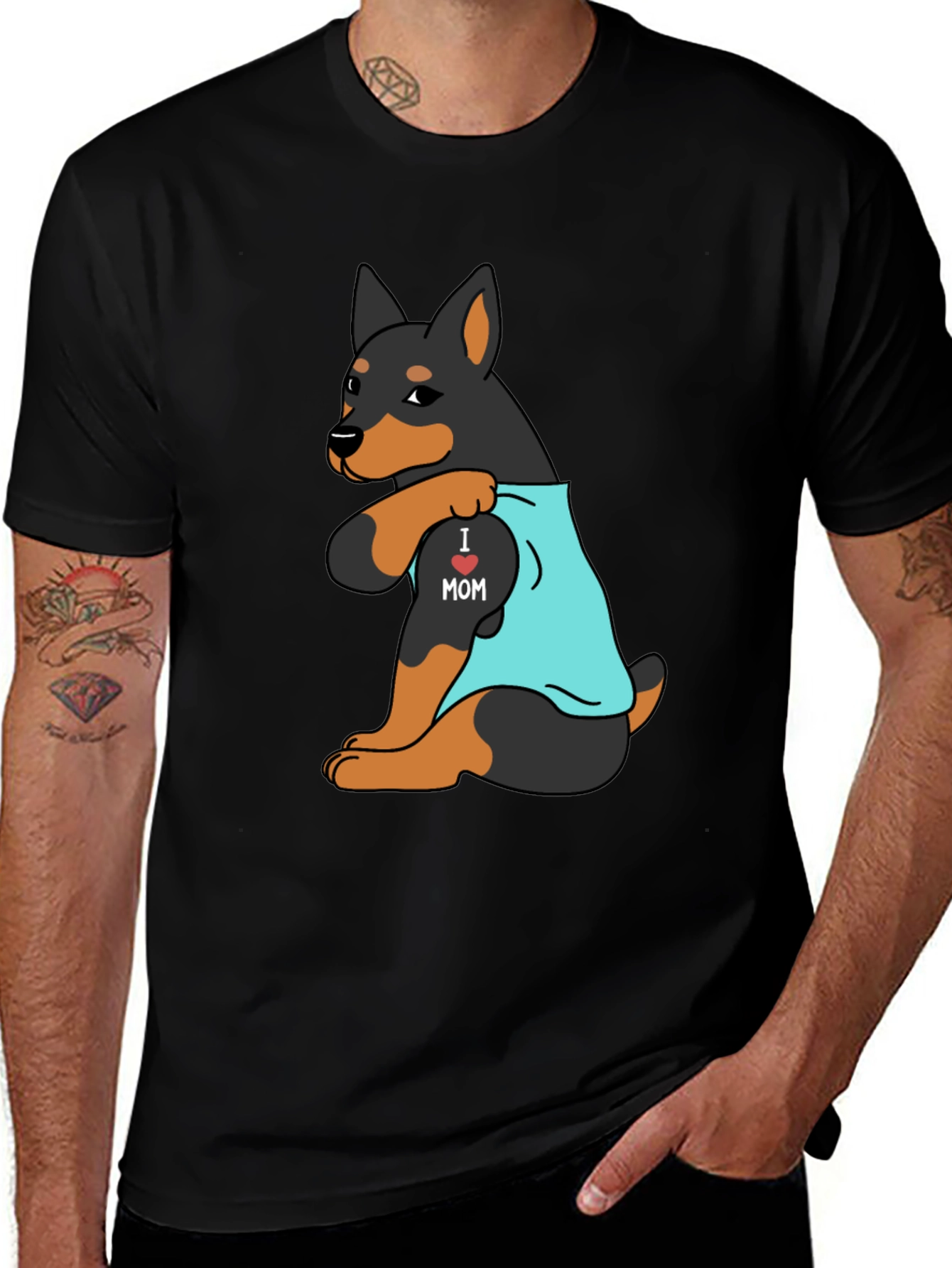 I Love Mom Rottweiler Mens Graphic Tee