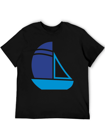 Nautical Sailboat Graphic Tee - Stylish Black T-Shirt