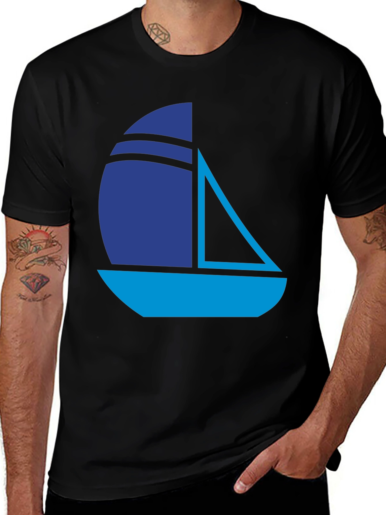 Nautical Sailboat Graphic Tee - Stylish Black T-Shirt